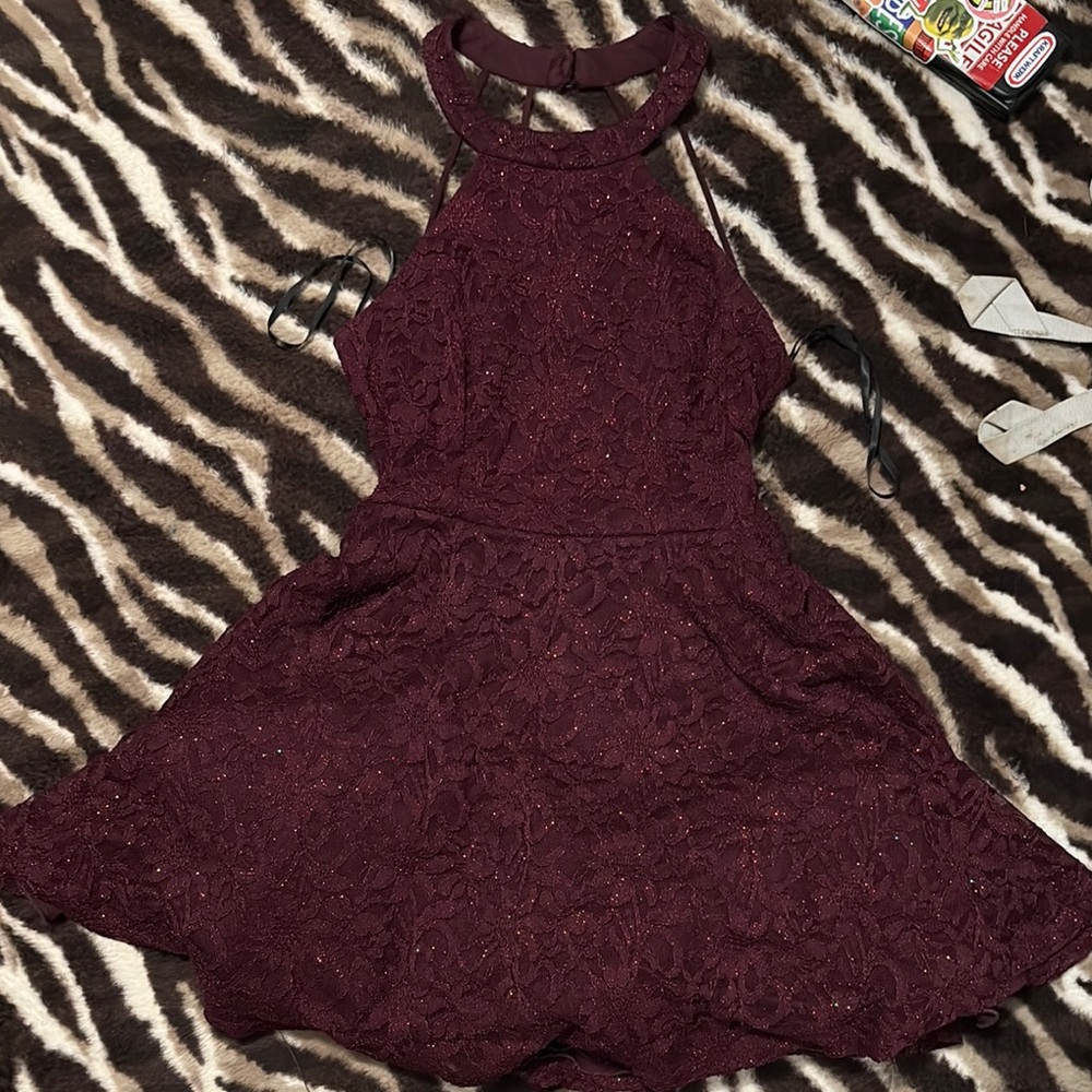 B. Smart Deep Burgundy Lace Dress